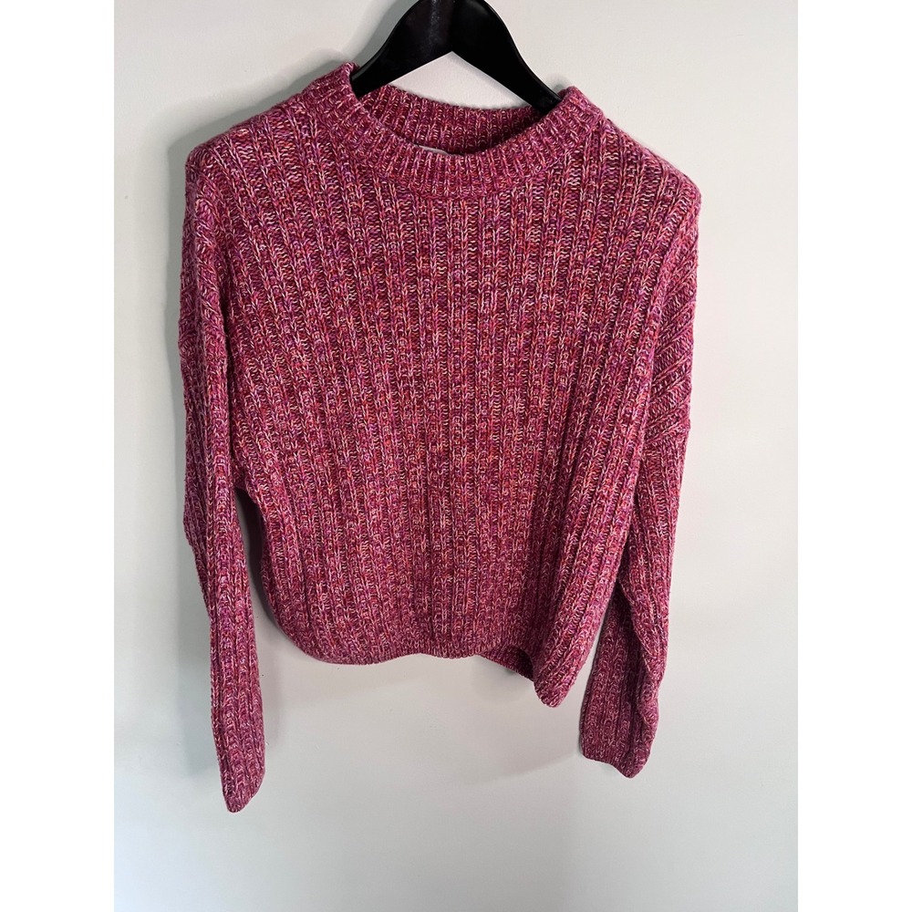 Universal Thread Pink Marled Ribbed Knit Crewneck Sweater Large